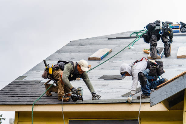 Professional Gutter Installation technician working in Three Rivers, CA